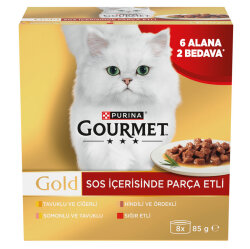 Gourmet Gold Box Sos İçerisinde Parça Seri Kedi Yaş Maması 85 Gr x 8 Adet ( 8 Al 6 Öde) - Gourmet