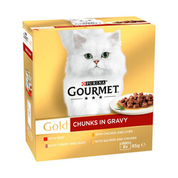Gourmet - Gourmet Gold Box Sos İçerisinde Parça Seri Kedi Yaş Maması 85 Gr x 8 Adet ( 8 Al 6 Öde)