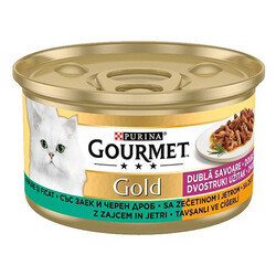 Gourmet - Gourmet Gold Çifte Lezzet Ciğer ve Tavşanlı Kedi Maması 85 Gr