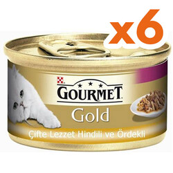 Gourmet - Gourmet Gold Çifte Lezzet Hindi ve Ördekli Kedi Konservesi 85 Gr x 6 Adet