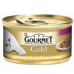 Gourmet - Gourmet Gold Çifte Lezzet Hindi ve Ördekli Kedi Konservesi 85 Gr