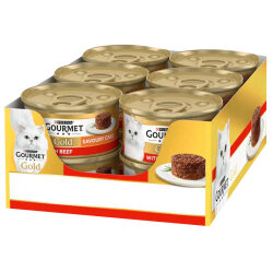 Gourmet Gold Kıyılmış Sığır Etli Kedi Maması 85 Gr - (24 Adet) - Gourmet