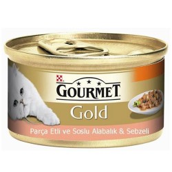 Gourmet - Gourmet Gold Parça Etli Soslu Alabalık Sebzeli Kedi Konservesi 85 Gr