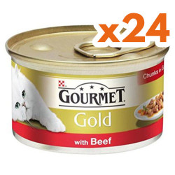 Gourmet - Gourmet Gold Parça Etli Soslu Sığır Etli Kedi Konservesi 85 Gr - (24 Adet)