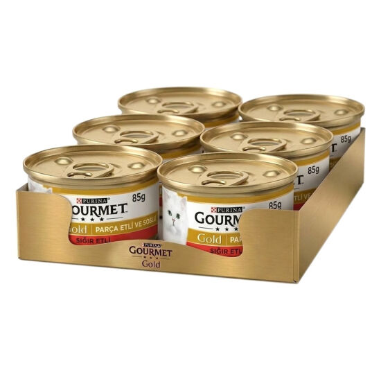 Gourmet Gold Parça Etli Soslu Sığır Etli Kedi Konservesi 85 Gr x 6 Adet - 1