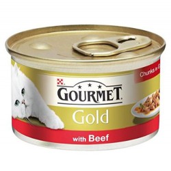 Gourmet - Gourmet Gold Parça Etli Soslu Sığır Etli Kedi Konservesi 85 Gr