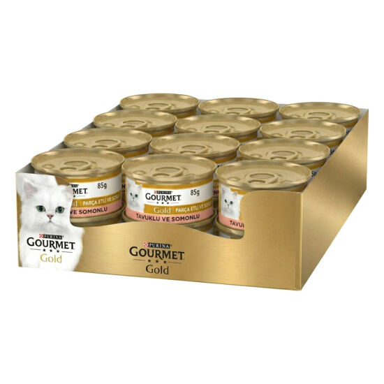 Gourmet Gold Parça Etli Soslu Somon ve Tavuk Kedi Konservesi 85 Gr x 24 Adet - 1