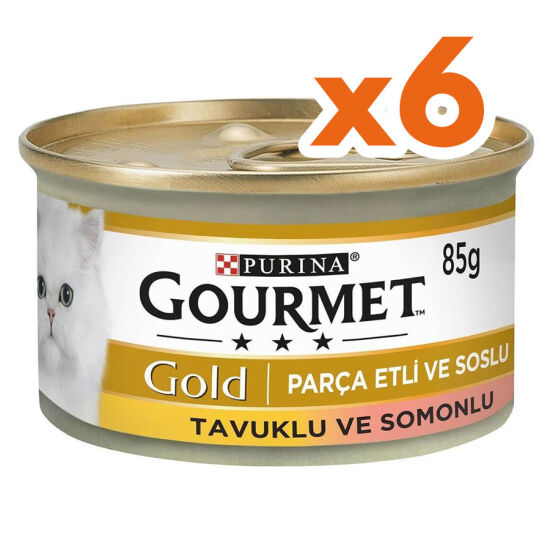 Gourmet Gold Parça Etli Soslu Somon ve Tavuk Kedi Konservesi 85 Gr x 6 Adet - 2