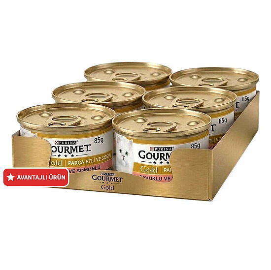 Gourmet Gold Parça Etli Soslu Somon ve Tavuk Kedi Konservesi 85 Gr x 6 Adet - 1