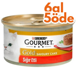 Gourmet - Gourmet Gold Savoury Cake Sığır Eti Kedi Konservesi 85 Gr - 6 Al 5 Öde