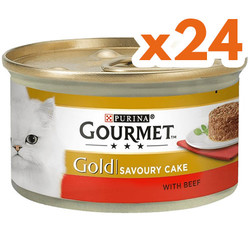 Gourmet - Gourmet Gold Savoury Cake Sığır Eti ve Domatesli Kedi Konservesi 85 Gr - ( 24 Adet )