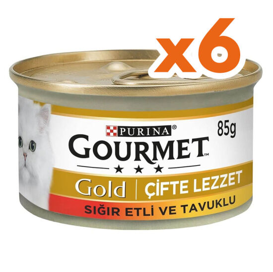 Gourmet Gold Soslu Sığır Etli Tavuklu Kedi Konservesi 85 Gr x 6 Adet - 1