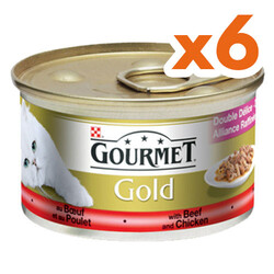 Gourmet - Gourmet Gold Soslu Sığır Etli Tavuklu Kedi Konservesi 85 Gr x 6 Adet