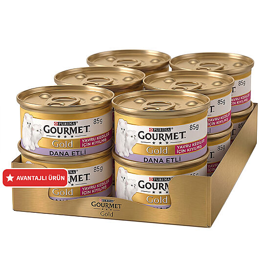 Gourmet Kitten Gold Kıyılmış Dana Etli Yavru Kedi Maması 85 Gr x 12 Adet - 1