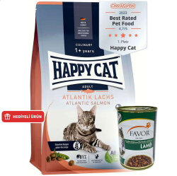 Happy Cat Atlantic Lachs Somonlu Kedi Maması 4 Kg + 2 Adet Favor Kuzu Kedi Konservesi 400 Gr - Happy Cat