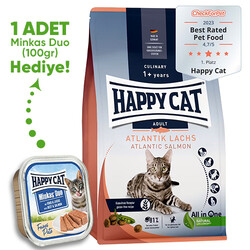 Happy Cat - Happy Cat Atlantic Lachs Somonlu Kedi Maması 4 Kg + Happy Cat 100 Gr Yaş Mama