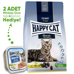 Happy Cat - Happy Cat Culinary Land-Geflügel Kümes Hayvanlı Kedi Maması 4 Kg + 2 Adet Happy Cat 100 Gr