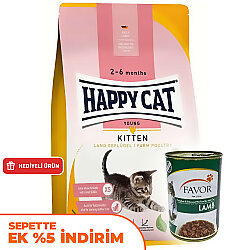 Happy Cat Kitten Kümes Hayvanı Yavru Kedi Maması 4 Kg + 2 Adet Favor Kuzu Konservesi 400 Gr - Happy Cat