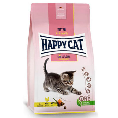 Happy Cat Kitten Kümes Hayvanı Yavru Kedi Maması 4 Kg + Happy Cat 100 Gr Yaş Mama