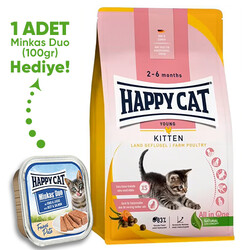 Happy Cat - Happy Cat Kitten Kümes Hayvanı Yavru Kedi Maması 4 Kg + Happy Cat 100 Gr Yaş Mama