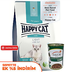 Happy Cat Sensitive Light Düşük Kalori Diyet Kedi Maması 4 Kg + 2 Adet Favor Kuzu Konservesi 400 Gr - Happy Cat