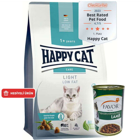 Happy Cat Sensitive Light Düşük Kalori Diyet Kedi Maması 4 Kg + 2 Adet Favor Kuzu Konservesi 400 Gr - 1