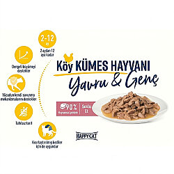 Happy Cat Meat in Sauce Kitten Junior Kümes Hayvanlı Kedi Yaş Maması 85 Gr - 4