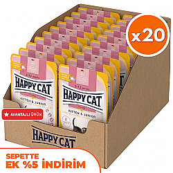 Happy Cat Meat in Sauce Kitten Junior Kümes Hayvanlı Kedi Yaş Maması 85 Gr x 20 Adet - Happy Cat