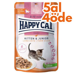 Happy Cat Meat in Sauce Kitten Junior Ördekli Kedi Yaş Maması 85 Gr - 5 Al 4 Öde - Happy Cat