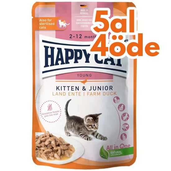 Happy Cat Meat in Sauce Kitten Junior Ördekli Kedi Yaş Maması 85 Gr - 5 Al 4 Öde - 1