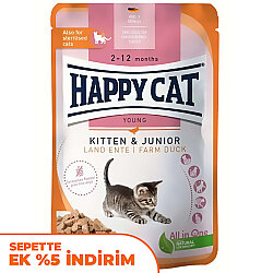 Happy Cat Meat in Sauce Kitten Junior Ördekli Kedi Yaş Maması 85 Gr - Happy Cat