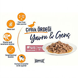 Happy Cat Meat in Sauce Kitten Junior Ördekli Kedi Yaş Maması 85 Gr - 4