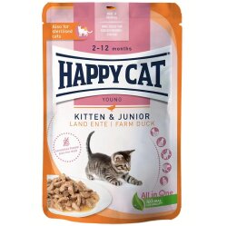 Happy Cat Meat in Sauce Kitten Junior Ördekli Kedi Yaş Maması 85 Gr x 20 Adet - 3