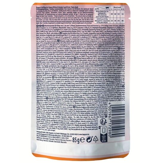 Happy Cat Meat in Sauce Kitten Junior Ördekli Kedi Yaş Maması 85 Gr x 20 Adet - 4