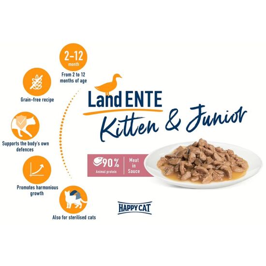 Happy Cat Meat in Sauce Kitten Junior Ördekli Kedi Yaş Maması 85 Gr x 20 Adet - 8