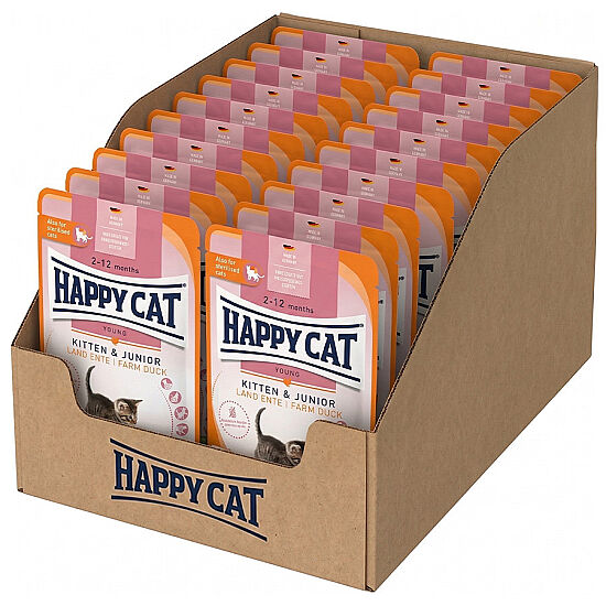 Happy Cat Meat in Sauce Kitten Junior Ördekli Kedi Yaş Maması 85 Gr x 20 Adet - 2