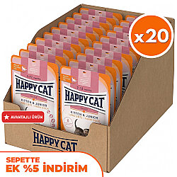 Happy Cat Meat in Sauce Kitten Junior Ördekli Kedi Yaş Maması 85 Gr x 20 Adet - Happy Cat