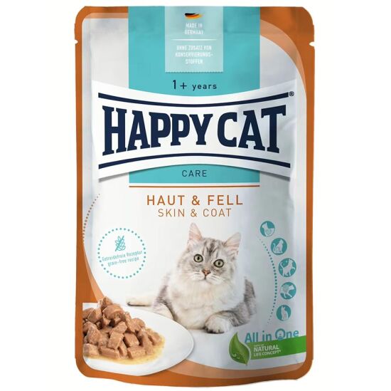 Happy Cat Meat in Sauce Skin Coat Deri ve Tüy Sağlığı Kedi Yaş Maması 85 Gr - 1