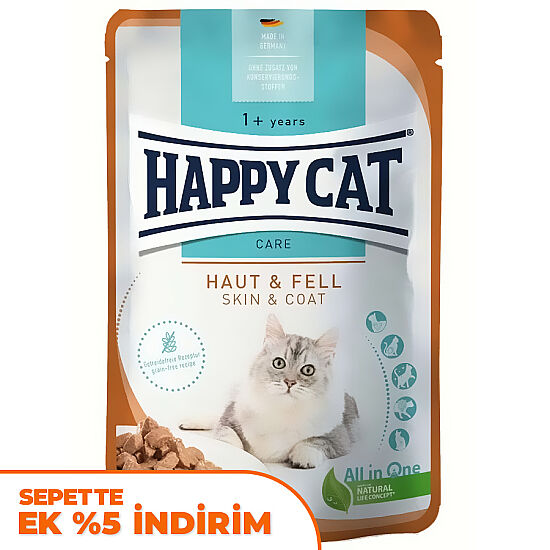 Happy Cat Meat in Sauce Skin Coat Deri ve Tüy Sağlığı Kedi Yaş Maması 85 Gr - 1