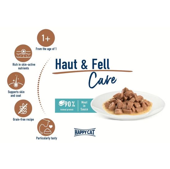 Happy Cat Meat in Sauce Skin Coat Deri ve Tüy Sağlığı Kedi Yaş Maması 85 Gr x 5 Adet - 4