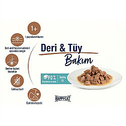 Happy Cat Meat in Sauce Skin Coat Deri ve Tüy Sağlığı Kedi Yaş Maması 85 Gr x 5 Adet - 5