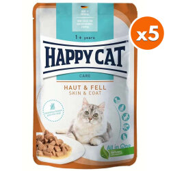 Happy Cat Meat in Sauce Skin Coat Deri ve Tüy Sağlığı Kedi Yaş Maması 85 Gr x 5 Adet - Happy Cat