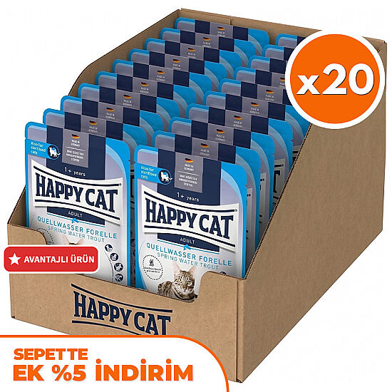 Happy Cat Meat in Sauce Sterilised Alabalıklı Kısırlaştırılmış Kedi Yaş Maması 85 Gr x 20 Adet - 1