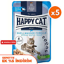 Happy Cat Meat in Sauce Sterilised Alabalıklı Kısırlaştırılmış Kedi Yaş Maması 85 Gr x 5 Adet - Happy Cat