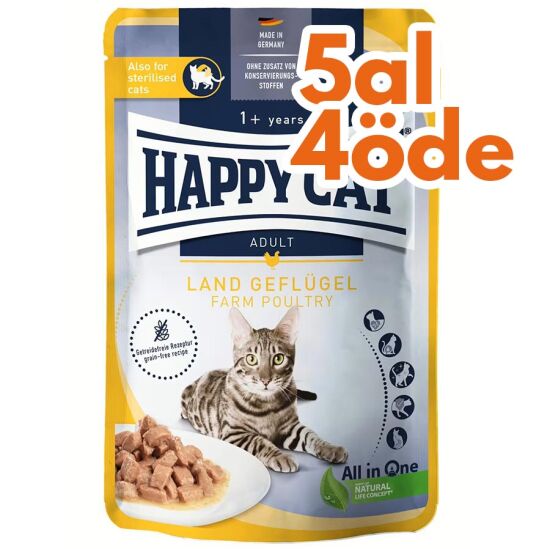 Happy Cat Meat in Sauce Sterilised Kümes Hayvanlı Kısırlaştırılmış Kedi Yaş Maması 85 Gr - 5 Al 4 Öde - 1