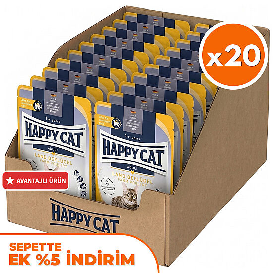Happy Cat Meat in Sauce Sterilised Kümes Hayvanlı Kısırlaştırılmış Kedi Yaş Maması 85 Gr x 20 Adet - 1