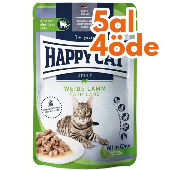 Happy Cat Meat in Sauce Sterilised Kuzu Etli Kısırlaştırılmış Kedi Yaş Maması 85 Gr - 5 Al 4 Öde - 1