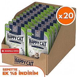 Happy Cat Meat in Sauce Sterilised Kuzu Etli Kısırlaştırılmış Kedi Yaş Maması 85 Gr x 20 Adet - Happy Cat