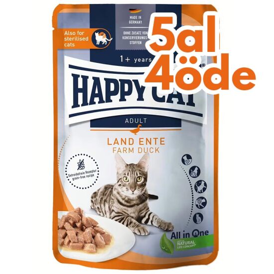 Happy Cat Meat in Sauce Sterilised Ördekli Kısırlaştırılmış Kedi Yaş Maması 85 Gr - 5 Al 4 Öde - 1