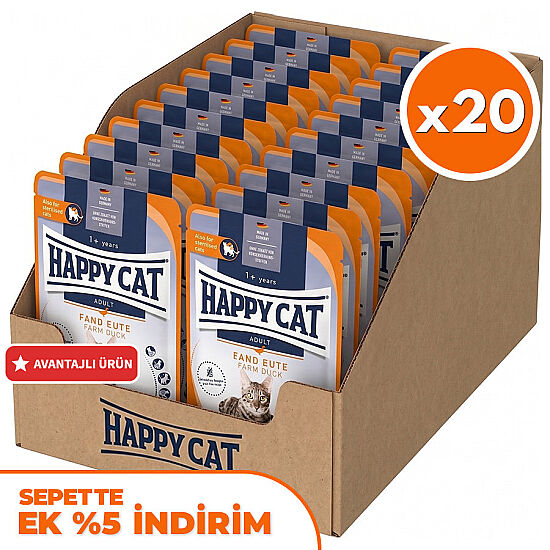 Happy Cat Meat in Sauce Sterilised Ördekli Kısırlaştırılmış Kedi Yaş Maması 85 Gr x 20 Adet - 1